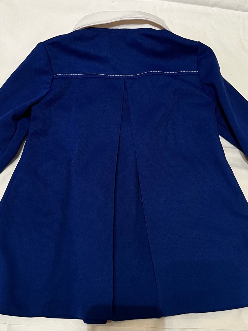 Vintage Royal Blue Dress with White Collar and Gold Buttons - Picture 4 of 6